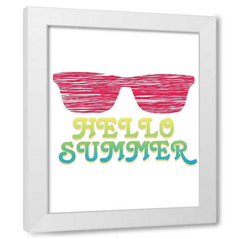 Hello Summer White Modern Wood Framed Art Print by Kimberly, Allen