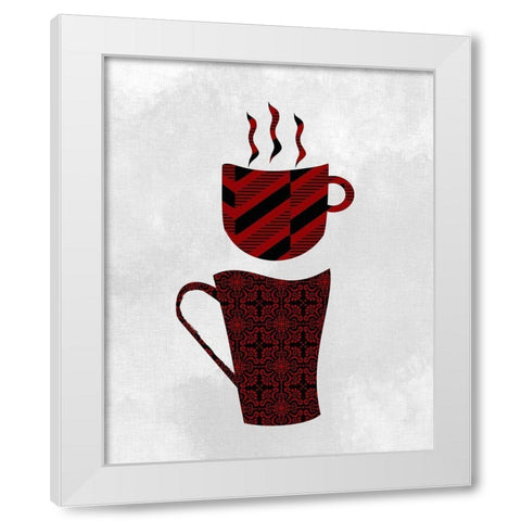 Coffee Pattern 1 White Modern Wood Framed Art Print by Kimberly, Allen