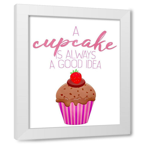 A Cupcake White Modern Wood Framed Art Print by Kimberly, Allen