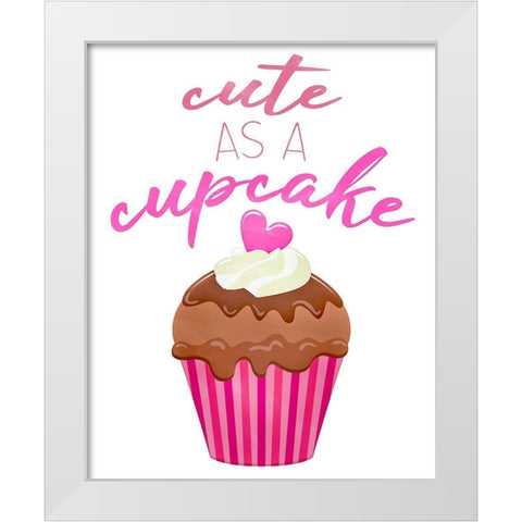 Cute as a Cupcake White Modern Wood Framed Art Print by Kimberly, Allen