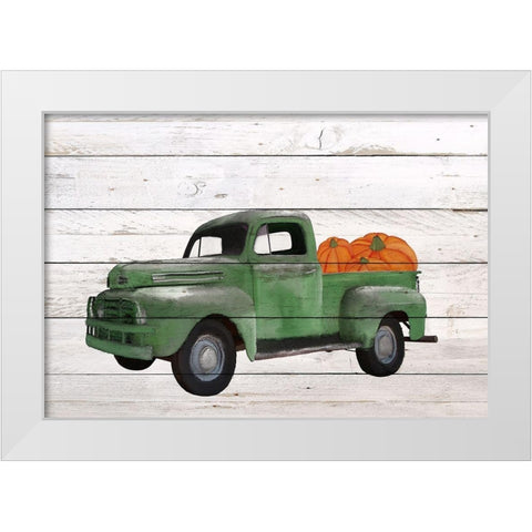 Pumpkin Truck White Modern Wood Framed Art Print by Kimberly, Allen