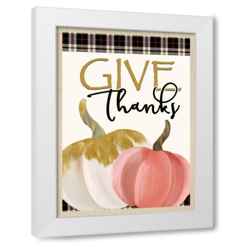Give Thanks Pumpkins White Modern Wood Framed Art Print by Kimberly, Allen