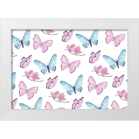 Butterfly Love 3 White Modern Wood Framed Art Print by Kimberly, Allen