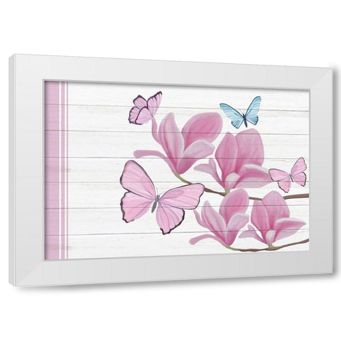 Butterfly Love 4 White Modern Wood Framed Art Print by Kimberly, Allen