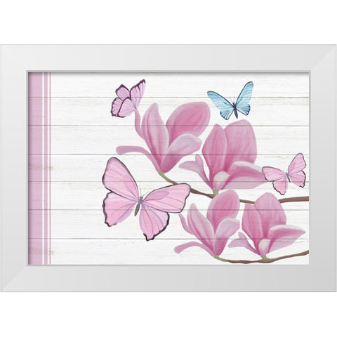 Butterfly Love 4 White Modern Wood Framed Art Print by Kimberly, Allen