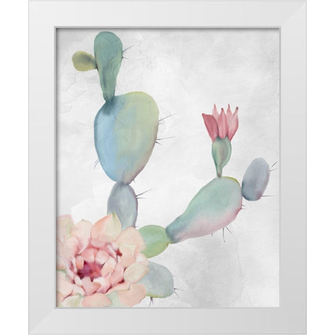 Cactus Blooming 1 White Modern Wood Framed Art Print by Kimberly, Allen