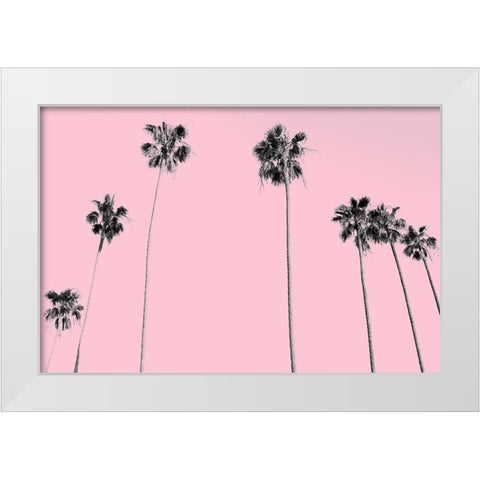 Pink Palms White Modern Wood Framed Art Print by Kimberly, Allen