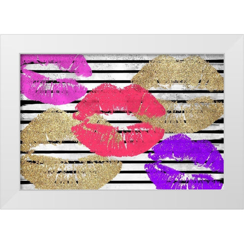 Kisses White Modern Wood Framed Art Print by Kimberly, Allen