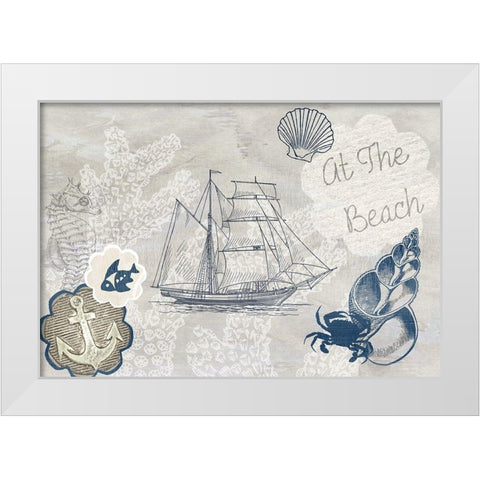At the Beach White Modern Wood Framed Art Print by Kimberly, Allen