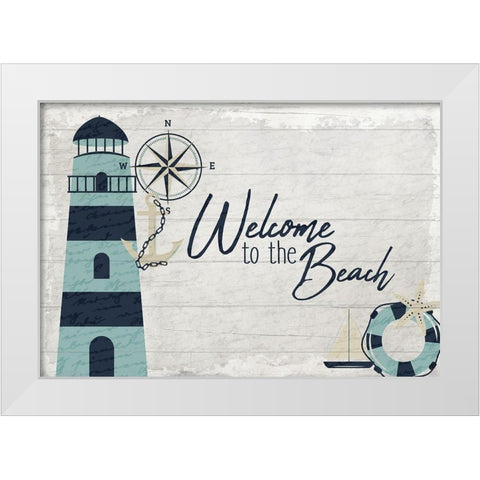 Welcome to the Beach White Modern Wood Framed Art Print by Kimberly, Allen