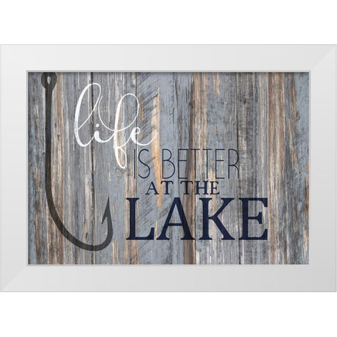 Better at the Lake White Modern Wood Framed Art Print by Kimberly, Allen