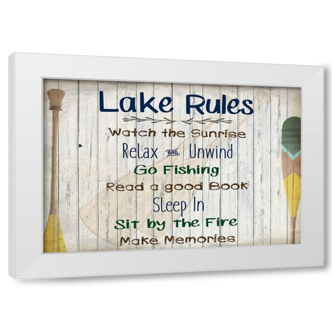 Lake Rules White Modern Wood Framed Art Print by Kimberly, Allen