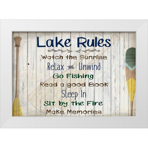 Lake Rules White Modern Wood Framed Art Print by Kimberly, Allen