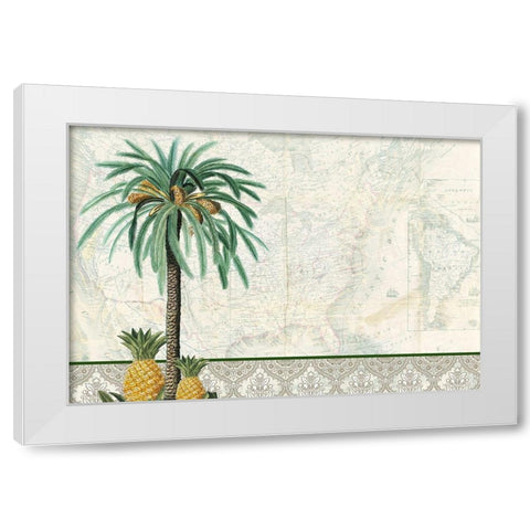 Tropic Palm Map White Modern Wood Framed Art Print by Kimberly, Allen