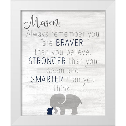 Always Remember Blue White Modern Wood Framed Art Print by Kimberly, Allen
