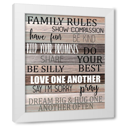 Family Rules White Modern Wood Framed Art Print by Kimberly, Allen
