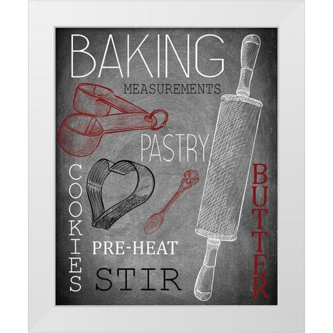 Lets Bake Red White Modern Wood Framed Art Print by Kimberly, Allen