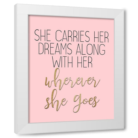 Wherever She Goes White Modern Wood Framed Art Print by Kimberly, Allen