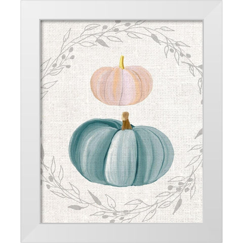 Teal Pumpkin 1 White Modern Wood Framed Art Print by Kimberly, Allen