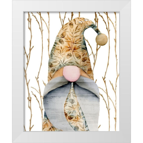 Gnome 1 White Modern Wood Framed Art Print by Kimberly, Allen