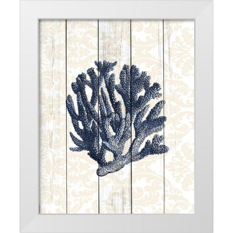 Navy Coral 1 White Modern Wood Framed Art Print by Kimberly, Allen