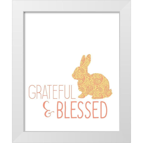 Paisley Bunnies 1 White Modern Wood Framed Art Print by Kimberly, Allen