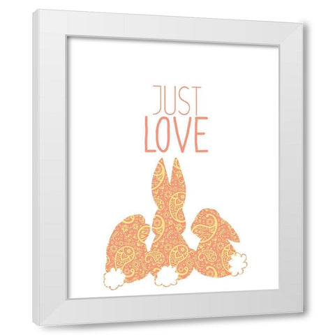 Paisley Bunnies 2 White Modern Wood Framed Art Print by Kimberly, Allen