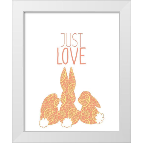 Paisley Bunnies 2 White Modern Wood Framed Art Print by Kimberly, Allen