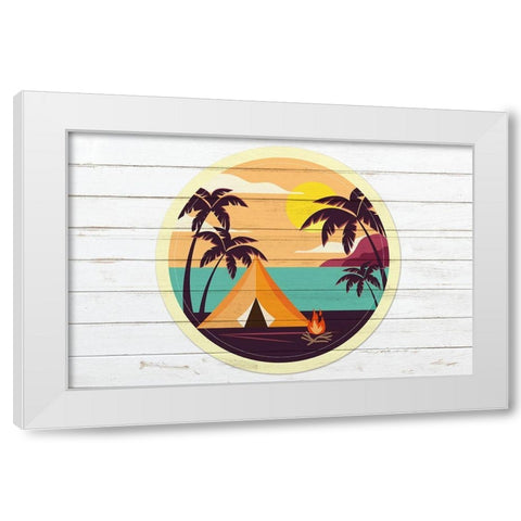 Beach Tent A White Modern Wood Framed Art Print by Kimberly, Allen