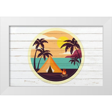 Beach Tent A White Modern Wood Framed Art Print by Kimberly, Allen
