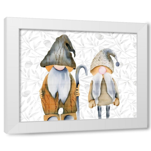 Two Gnomes White Modern Wood Framed Art Print by Kimberly, Allen
