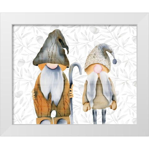 Two Gnomes White Modern Wood Framed Art Print by Kimberly, Allen