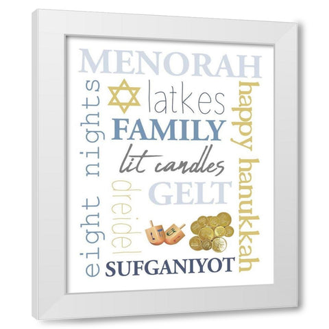 Hanukkah Word Art White Modern Wood Framed Art Print by Allen, Kimberly