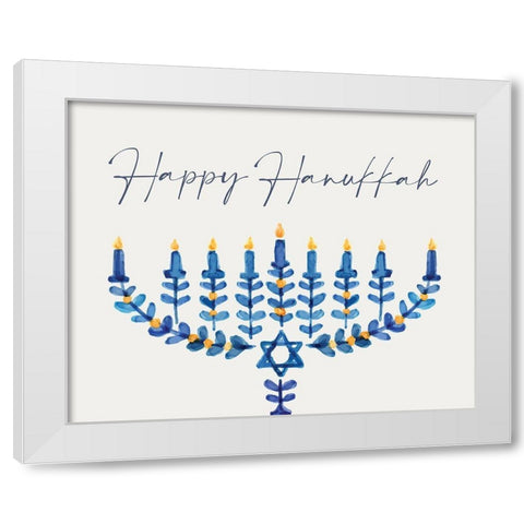 Happy Hanukkah White Modern Wood Framed Art Print by Allen, Kimberly