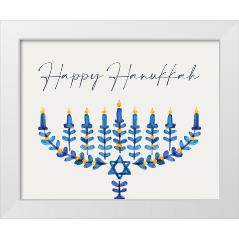 Happy Hanukkah White Modern Wood Framed Art Print by Allen, Kimberly