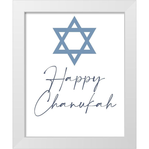 Happy Chanukah White Modern Wood Framed Art Print by Allen, Kimberly