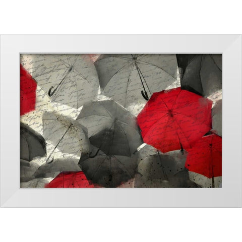 Red Umbrella White Modern Wood Framed Art Print by Allen, Kimberly