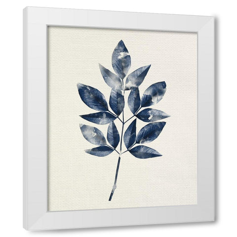 Indigo Leaves 1 White Modern Wood Framed Art Print by Allen, Kimberly