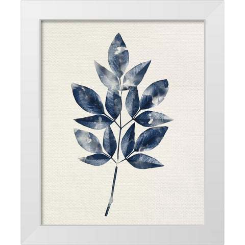 Indigo Leaves 1 White Modern Wood Framed Art Print by Allen, Kimberly