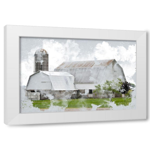Watercolor Barn White Modern Wood Framed Art Print by Allen, Kimberly
