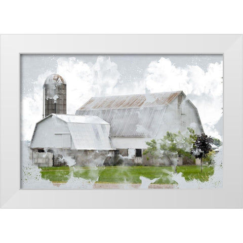 Watercolor Barn White Modern Wood Framed Art Print by Allen, Kimberly