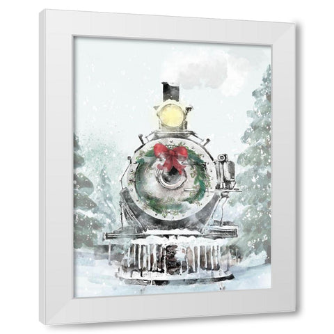 Winter Train Aproaches White Modern Wood Framed Art Print by Allen, Kimberly