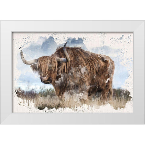 Long Horn White Modern Wood Framed Art Print by Allen, Kimberly