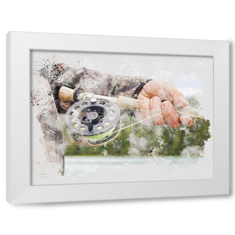 Fly Fishing White Modern Wood Framed Art Print by Allen, Kimberly