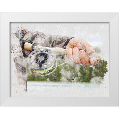 Fly Fishing White Modern Wood Framed Art Print by Allen, Kimberly