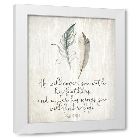 His Feathers 1 White Modern Wood Framed Art Print by Allen, Kimberly