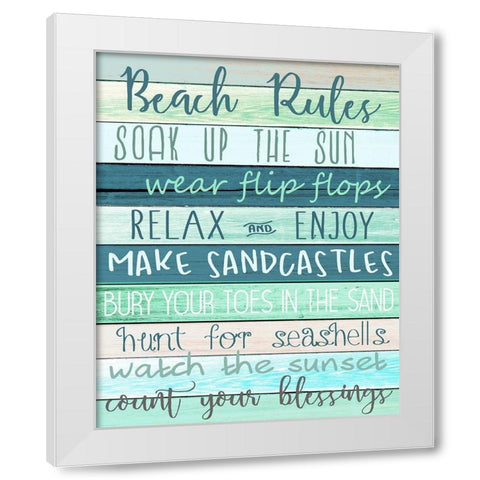 Beach Rules White Modern Wood Framed Art Print by Allen, Kimberly