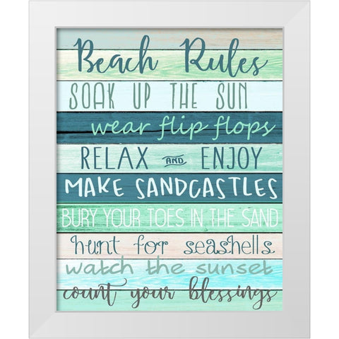 Beach Rules White Modern Wood Framed Art Print by Allen, Kimberly