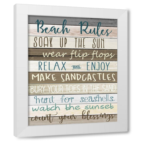 Beach Rules v2 White Modern Wood Framed Art Print by Allen, Kimberly
