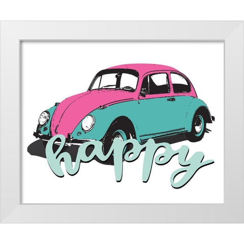 Happy 1 White Modern Wood Framed Art Print by Allen, Kimberly